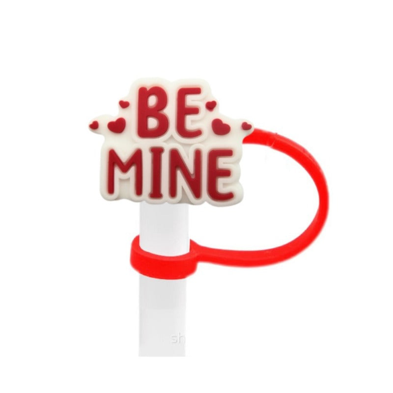 Wholesale 10pcs Valentine's Day Series Love Creative Cartoon Silicone Dust Stopper Water Cup Straw Cover